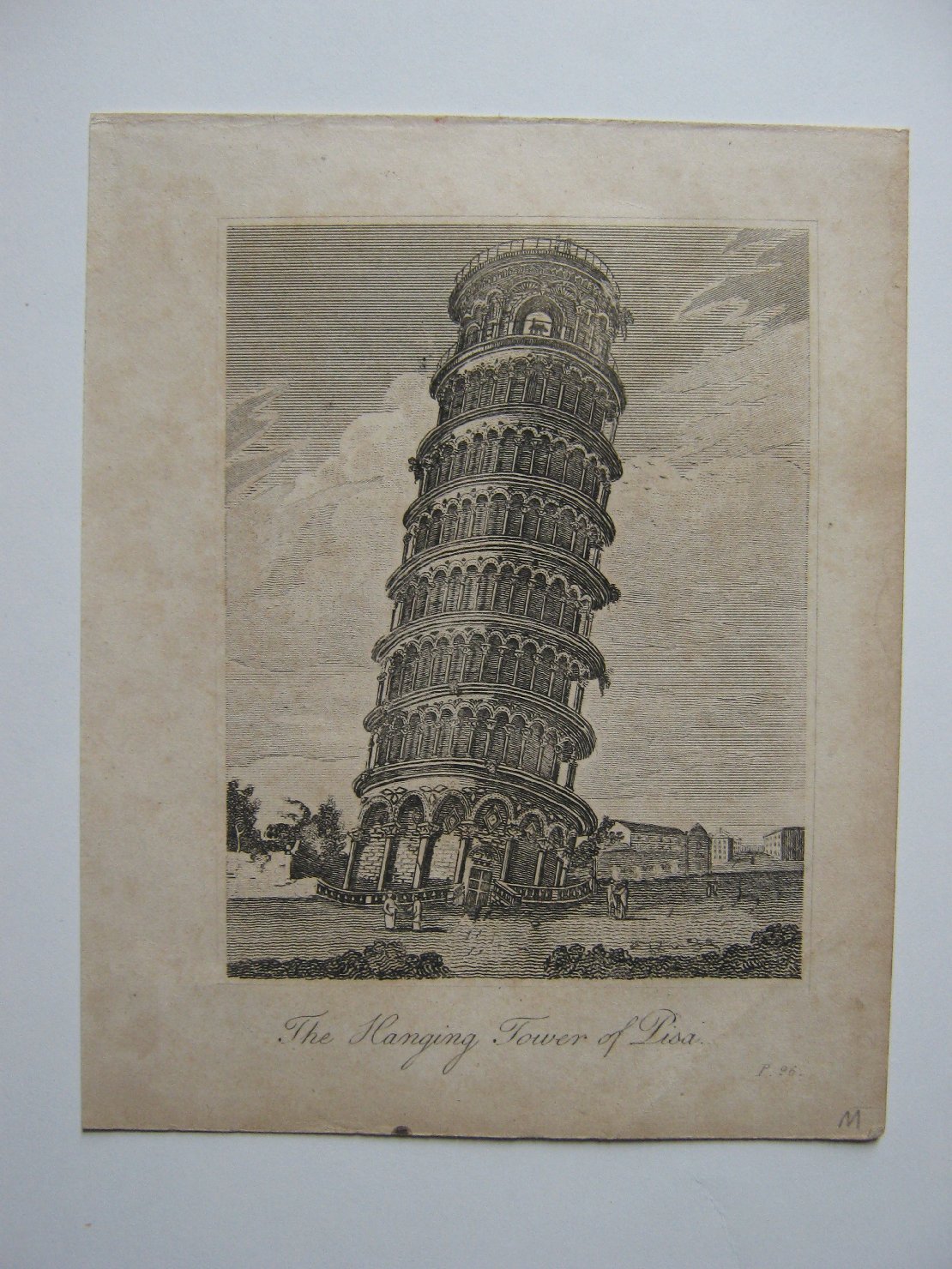 The Hanging Tower of Pisa, veduta di città (stampa, frammento) - ambito inglese (seconda metà sec. XIX)