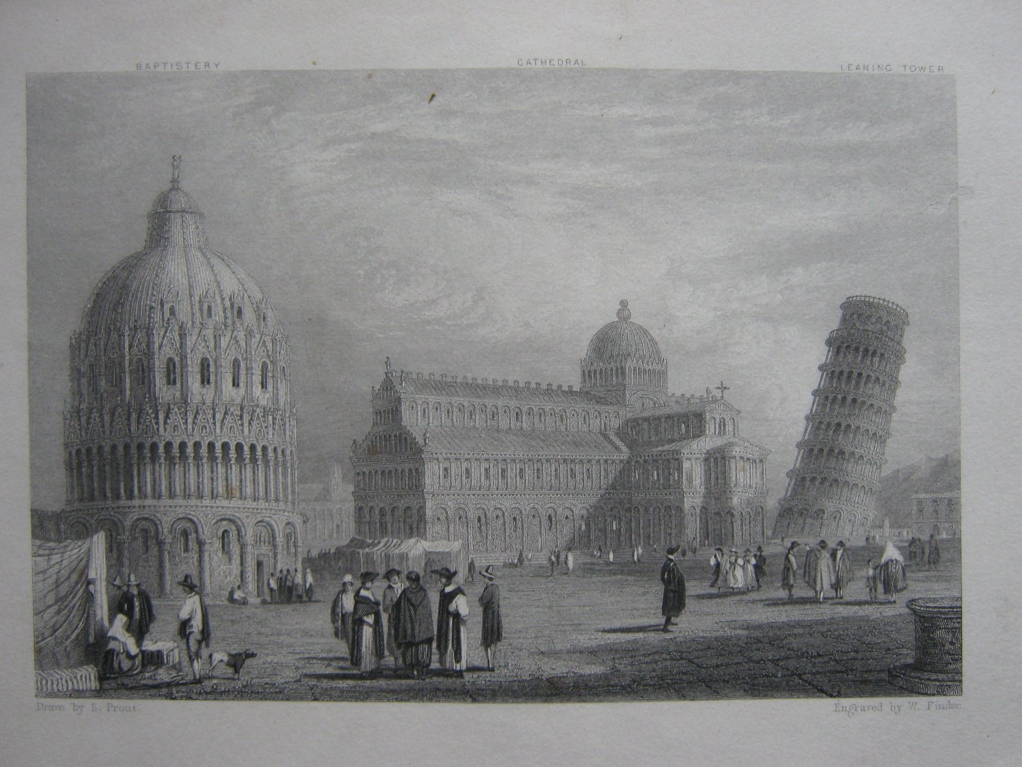 Pisa, veduta di città (stampa, frammento) di Prout Samuel, Finden William (prima metà sec. XIX)