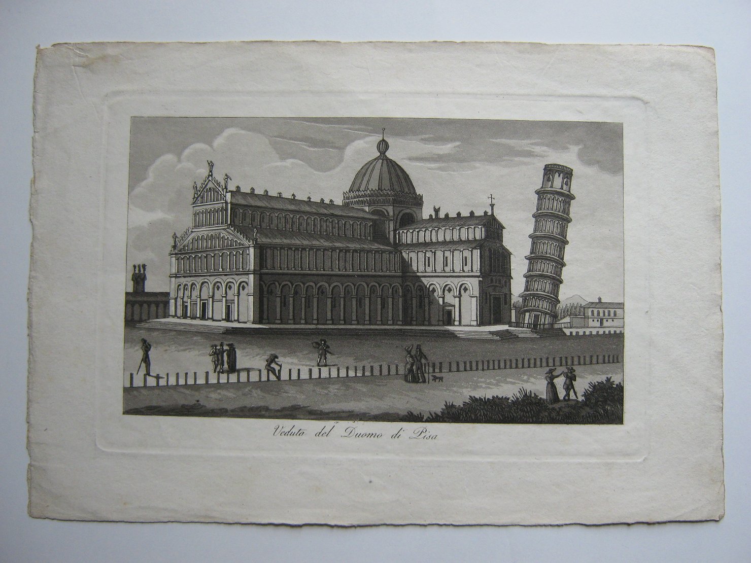 Veduta del Duomo di Pisa, veduta di città (stampa, frammento) - ambito italiano (prima metà sec. XIX)