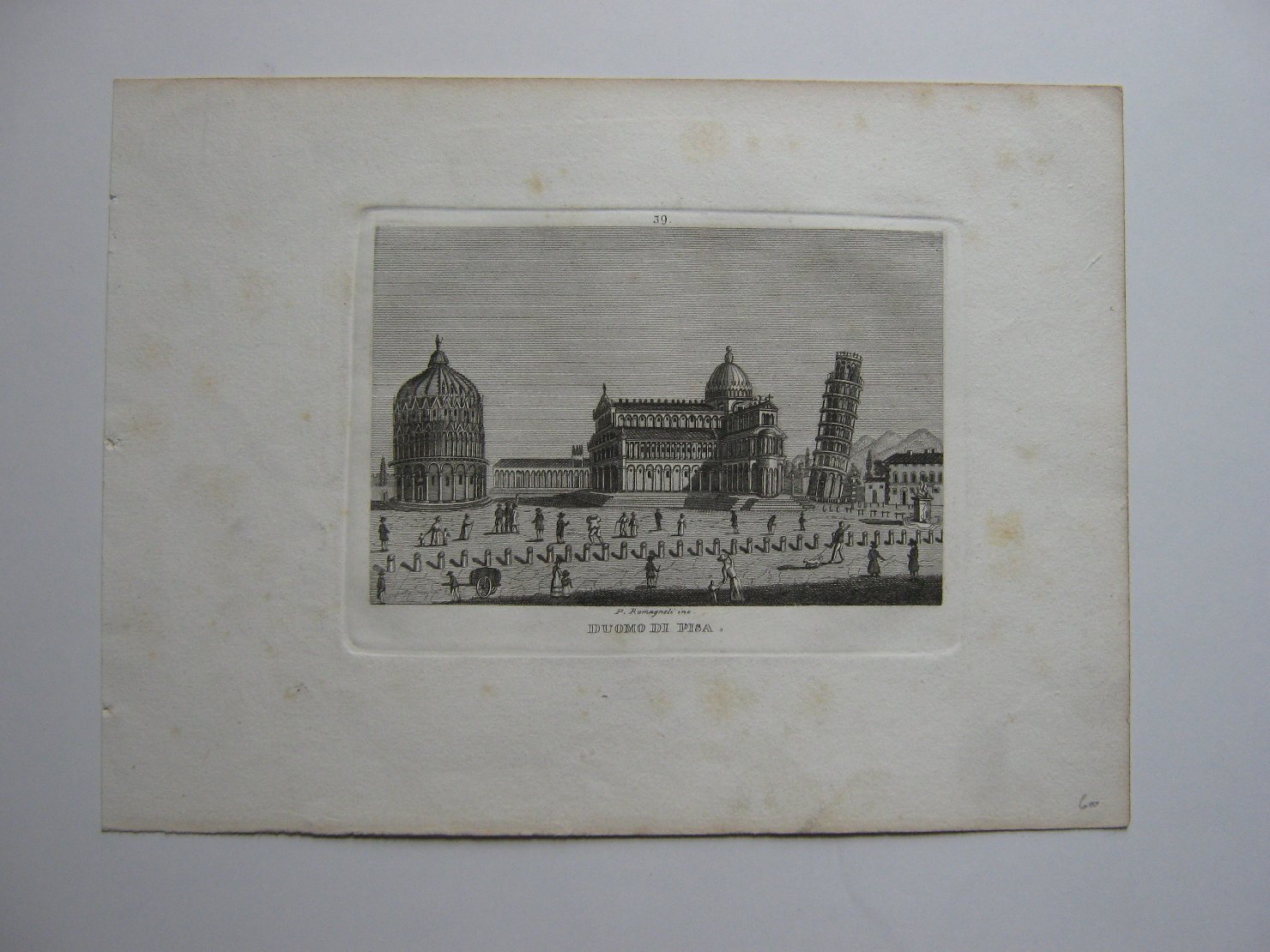 Duomo di Pisa, veduta di città (stampa, frammento) di Romagnoli Pietro (prima metà sec. XIX)