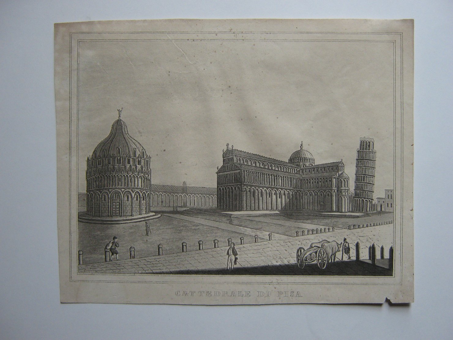 Cattedrale di Pisa, veduta di città (stampa, frammento) - ambito italiano (sec. XIX)