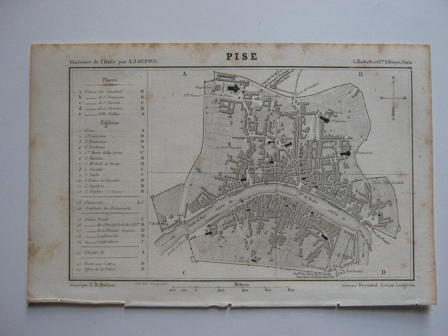Pise, geografia (stampa, frammento) - ambito francese (sec. XIX)