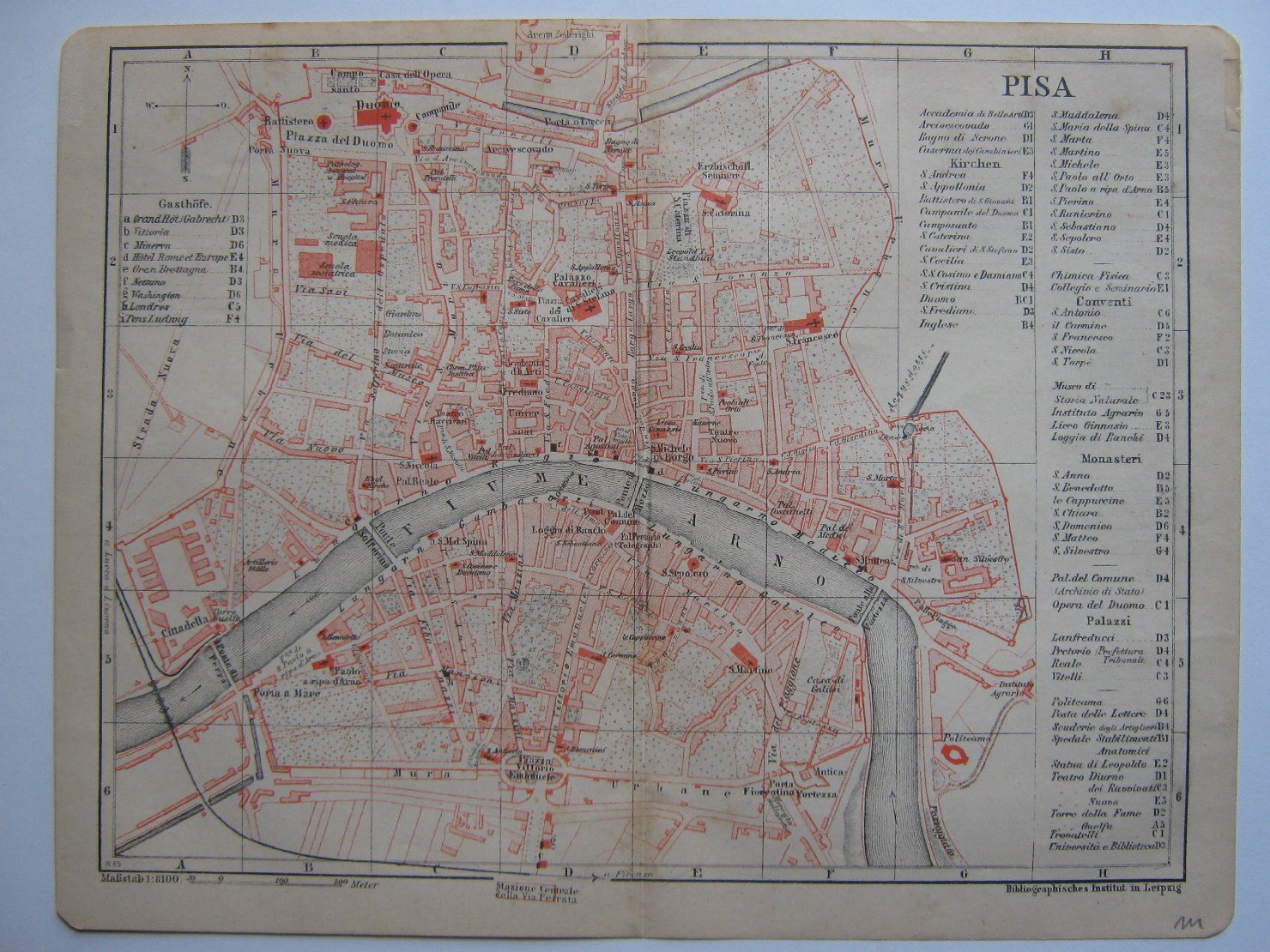 Pisa, geografia (stampa, frammento) - ambito tedesco (seconda metà sec. XIX)