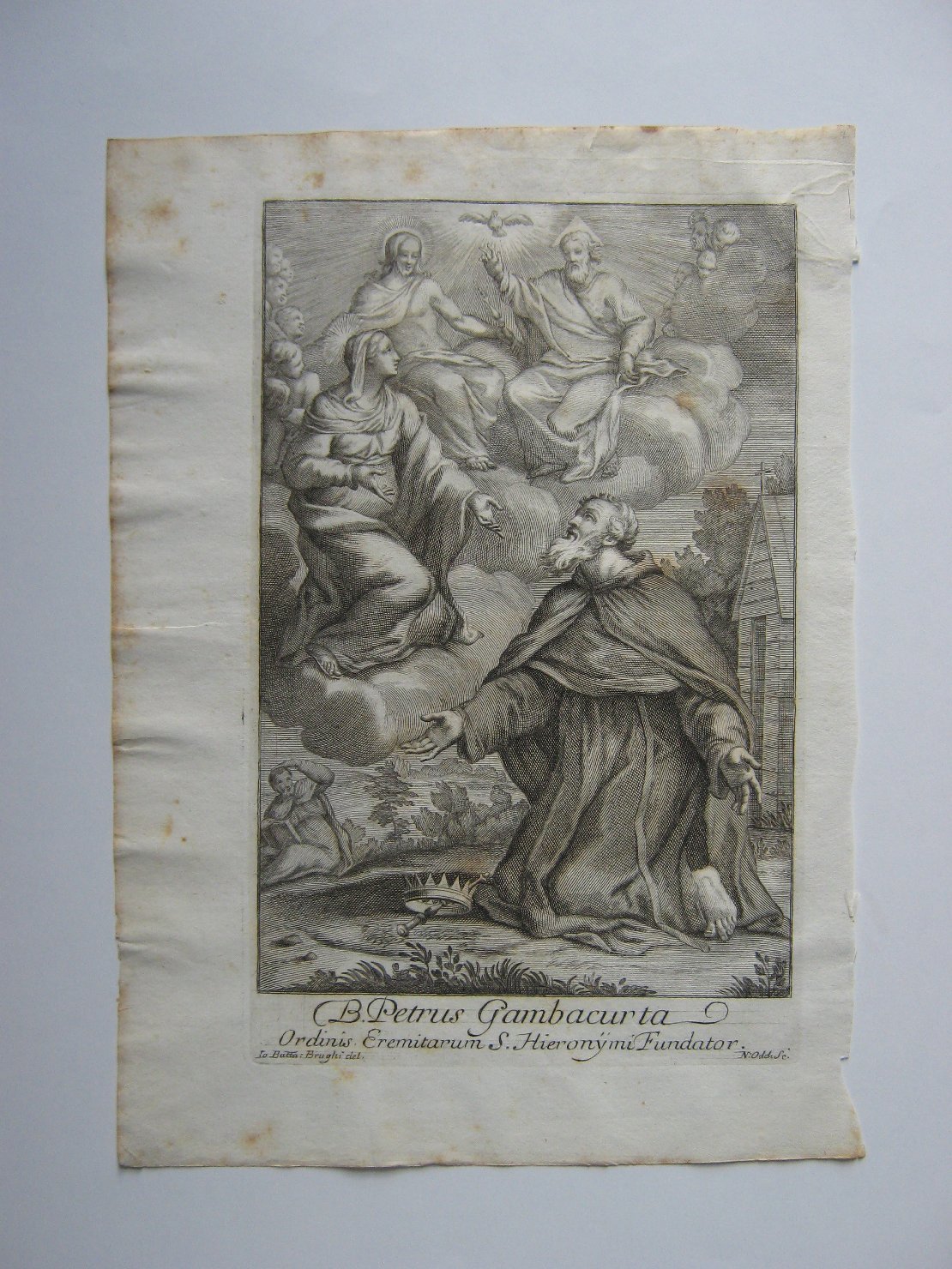 B. Petrus Gambacurta, beato (stampa, frammento) di Oddi Nicola (prima metà sec. XVIII)