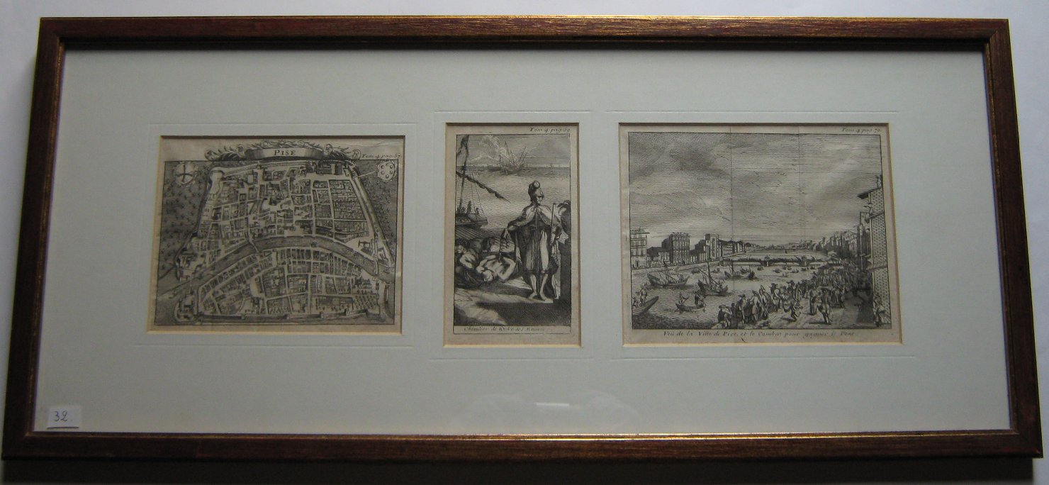 Pisa, veduta di città (stampa tagliata, frammento) - ambito francese (inizio sec. XVIII)