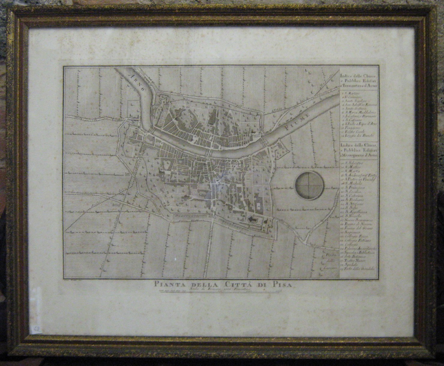 Pianta della Cittï¿½ di Pisa, geografia (stampa, frammento) di Puliti Giuseppe, Carboni Matteo (inizio sec. XIX)