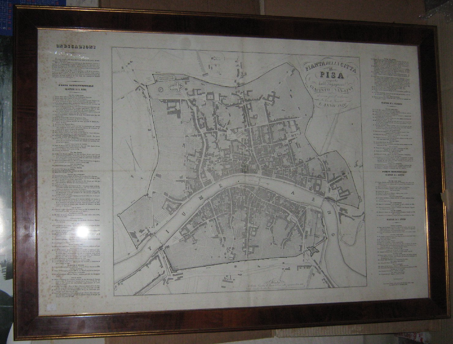 Pianta della Cittï¿½ di Pisa, geografia (stampa, frammento) - ambito italiano (metï¿½ sec. XIX)