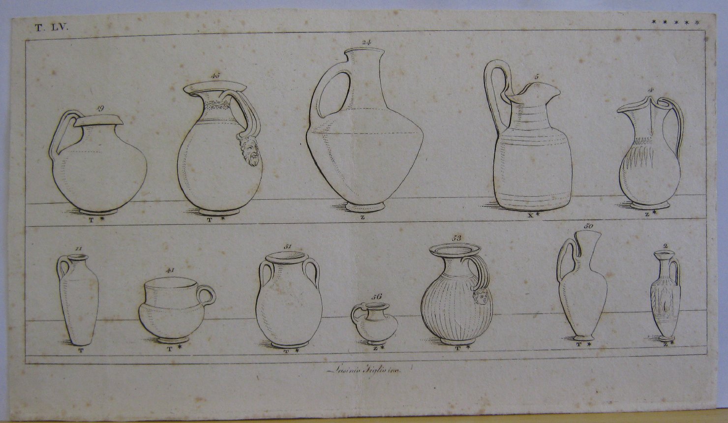 Reperti antichi di vasellame, vaso (stampa, frammento) di Lasinio Giovanni Paolo (prima metï¿½ sec. XIX)