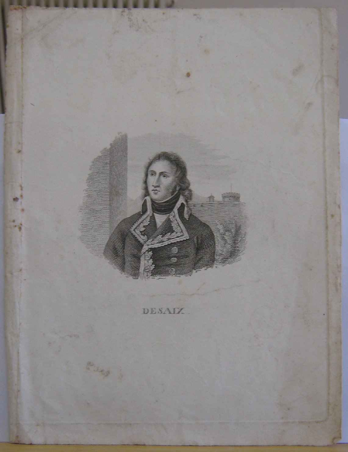 Ritratto di Desaix, busto ritratto d'uomo (stampa, frammento) - ambito italiano (prima metï¿½ sec. XIX)