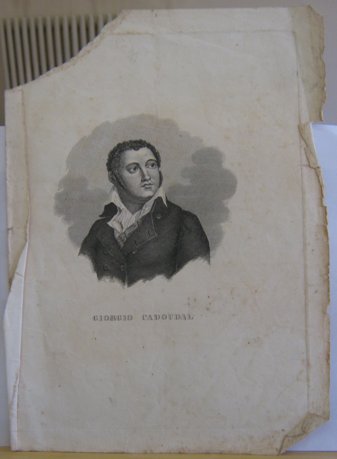 Ritratto di Giorgio Cadoudal, busto ritratto d'uomo (stampa, frammento) - ambito italiano (prima metï¿½ sec. XIX)