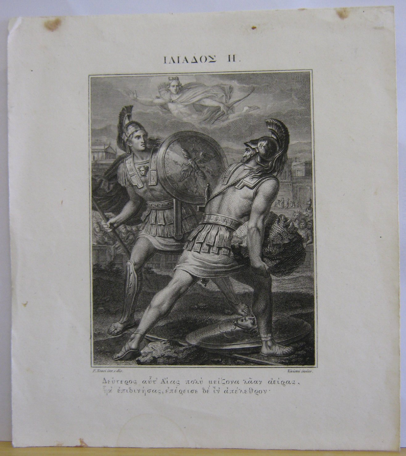 Scena troiana, caduta di Troia (stampa, frammento) di Nenci Francesco, Viviani Antonio (prima metï¿½ sec. XIX)