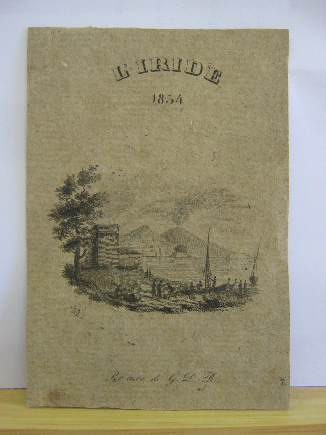 L'iride, marina con pescatori e barche (stampa, frammento) - ambito italiano (prima metï¿½ sec. XIX)