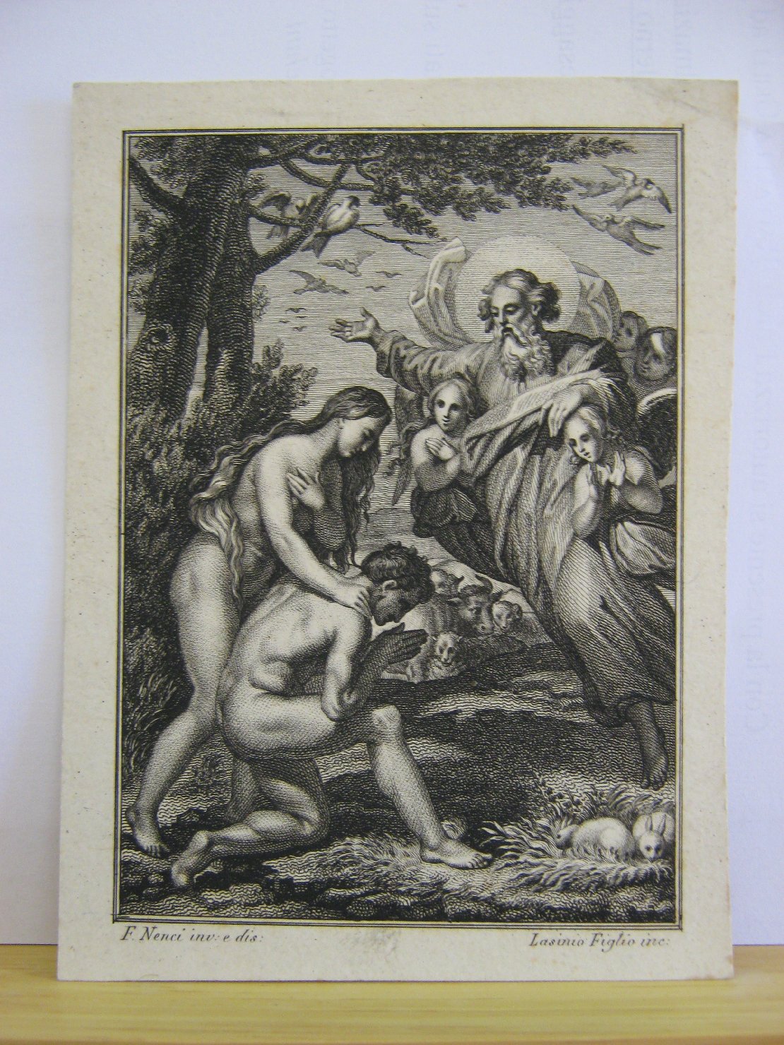 Adamo ed Eva nel paradiso terrestre (stampa, frammento) di Nenci Francesco, Lasinio Giovanni Paolo (prima metï¿½ sec. XIX)