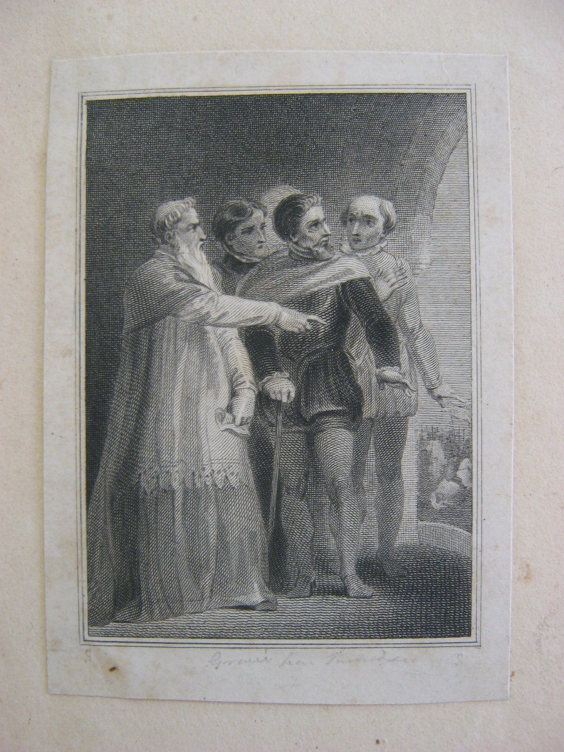 Scena di costume, figura maschile (stampa, frammento) - ambito italiano (sec. XIX)