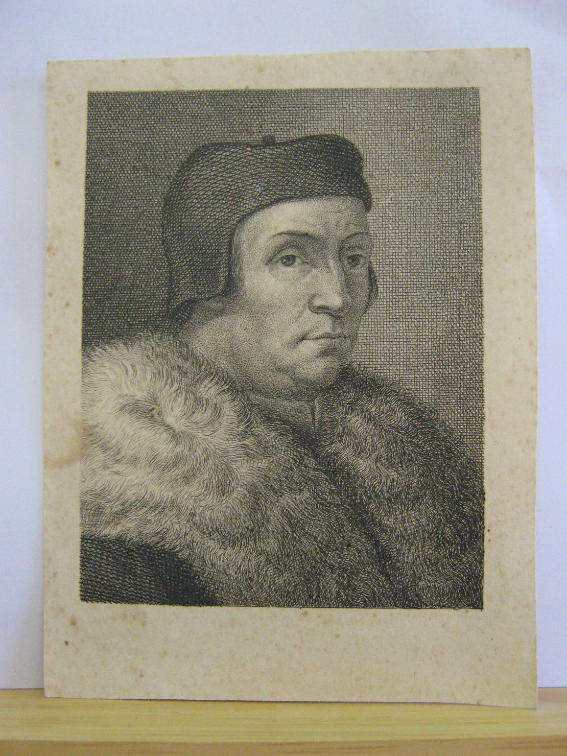 Ritratto d'uomo con pelliccia, ritratto d'uomo (stampa, frammento) - ambito italiano (prima metï¿½ sec. XIX)