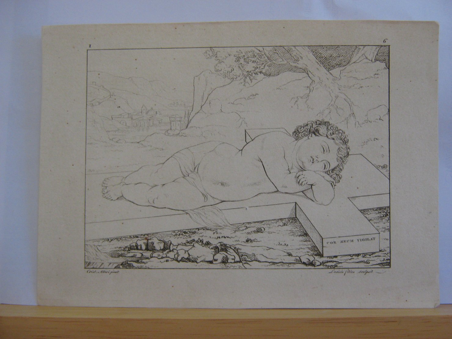 Gesï¿½ addormentato sulla croce, Gesï¿½ Bambino (stampa, frammento) di Lasinio Giovanni Paolo (prima metï¿½ sec. XIX)