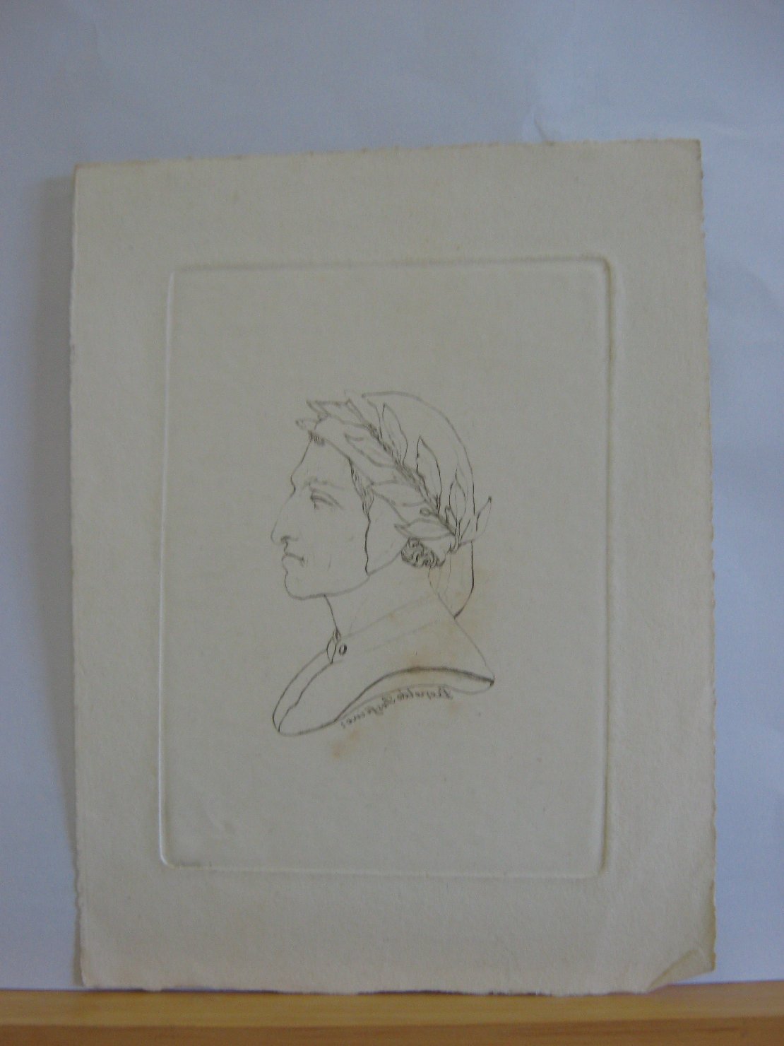 Ritratto di Dante Alighieri, ritratto d'uomo (stampa, frammento) di Rossi Leopoldo (prima metï¿½ sec. XIX)