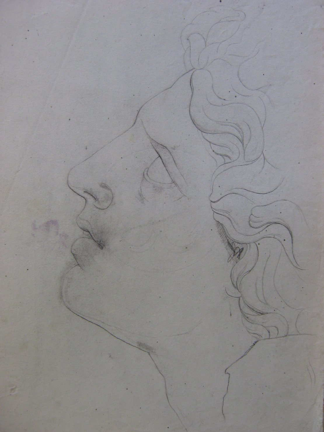ritratto d'uomo di profilo (disegno, frammento) - ambito italiano (prima metï¿½ sec. XIX)
