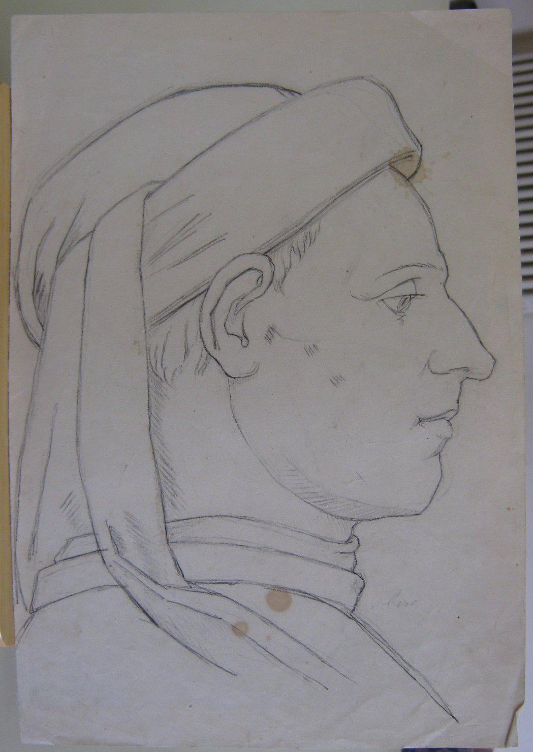 testa d'uomo (disegno, frammento) - ambito italiano (prima metï¿½ sec. XIX)