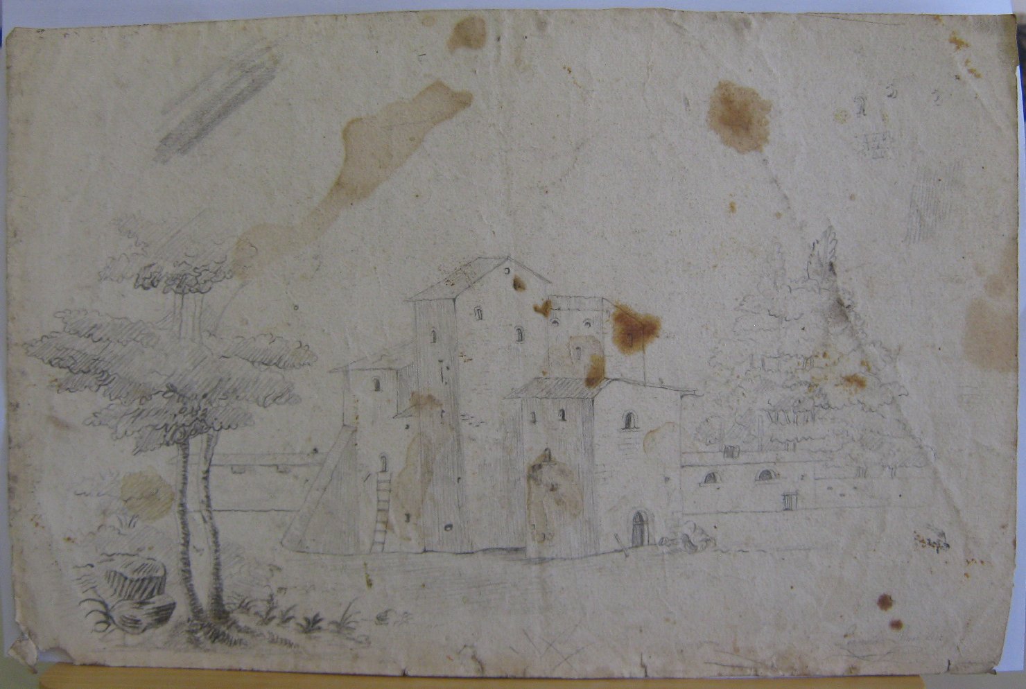 scena campestre (disegno, frammento) di Rossi Leopoldo (prima metï¿½ sec. XIX)