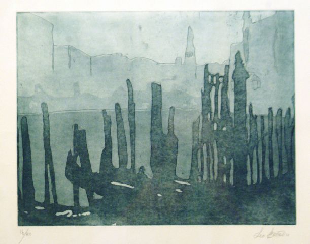 Venezia Controluce, paesaggio veneziano visto in controluce (stampa) di Bottalico Leo (seconda metà sec. XX)