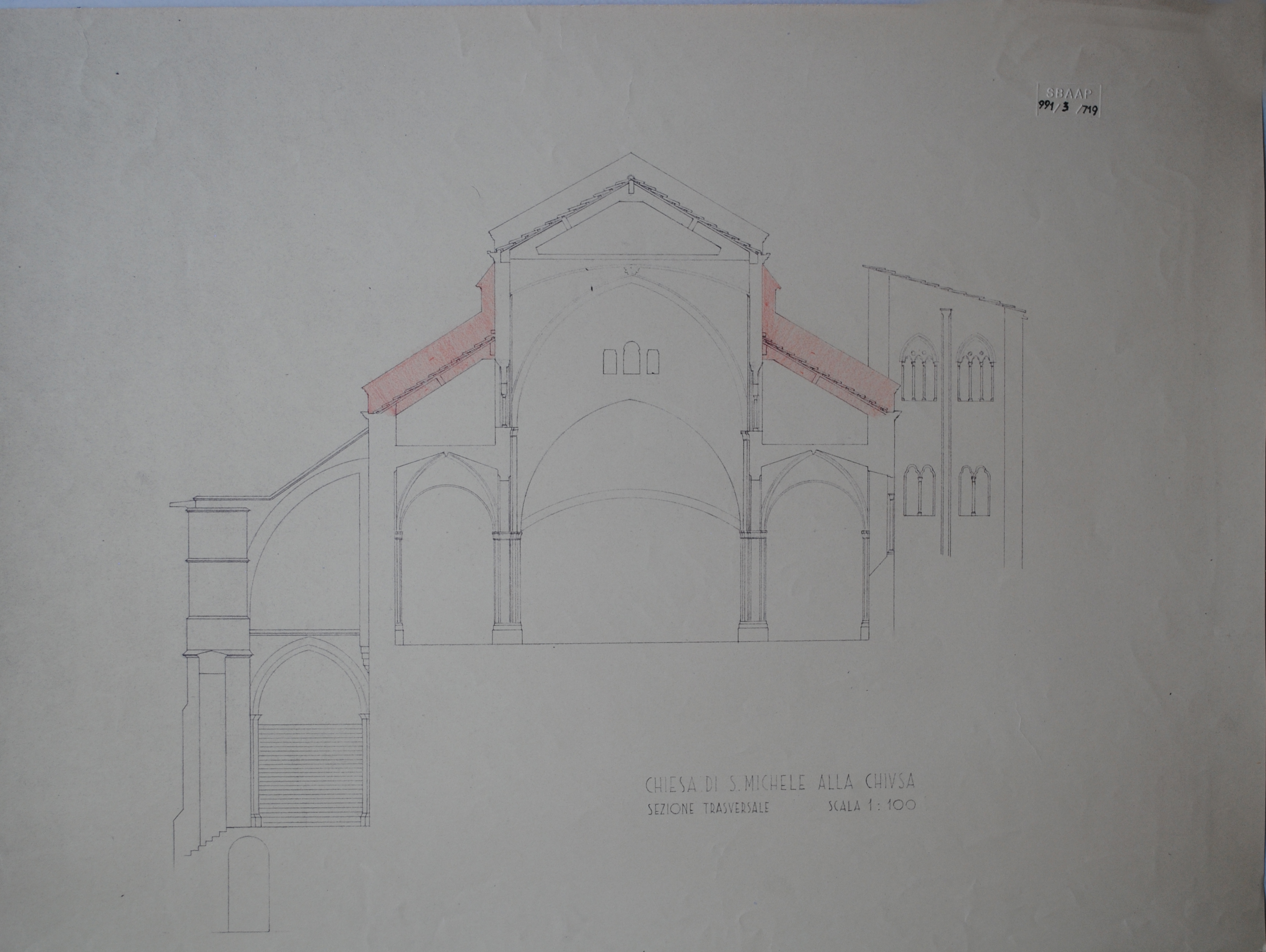 Sacra di San Michele della Chiusa a Sant'Ambrogio di Susa (TO) (disegno architettonico) - ambito piemontese (nr)