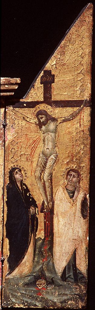 crocifissione di Cristo con la Madonna e San Giovanni Evangelista (sportello di altarolo) di Pacino di Buonaguida (e aiuti) (sec. XIV)