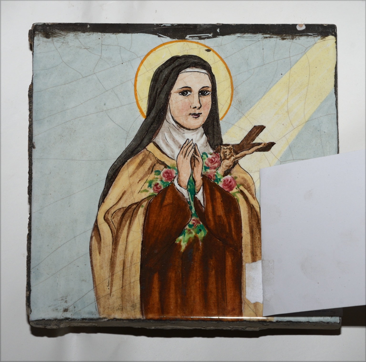 Santa Teresa del Bambino Gesù (mattonella) - bottega campana (prima metà sec. XX)