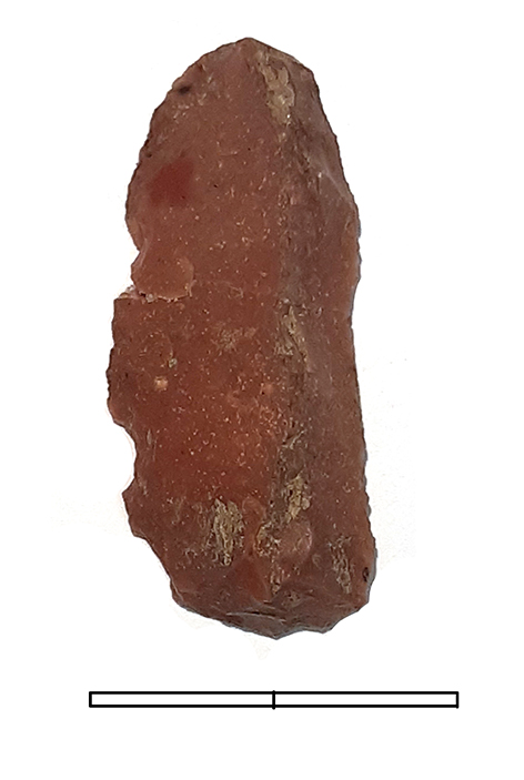 grattatoio, frontale lungo a ritocco laterale denticolato - Epigravettiano finale (fine Paleolitico superiore)