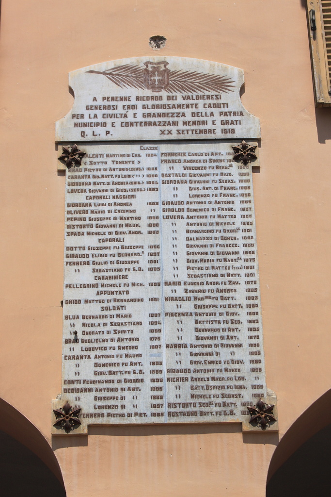 lapide commemorativa ai caduti, Lapide commemorativa ai caduti della prima guerra mondiale - ambito piemontese (XX)
