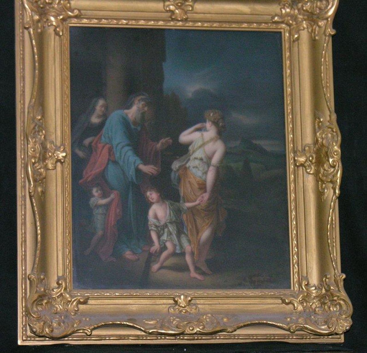 Verstoßung der Hagar, ripudio di Agar (dipinto) di Scherf Louis - manifattura turingia (sec. XX)