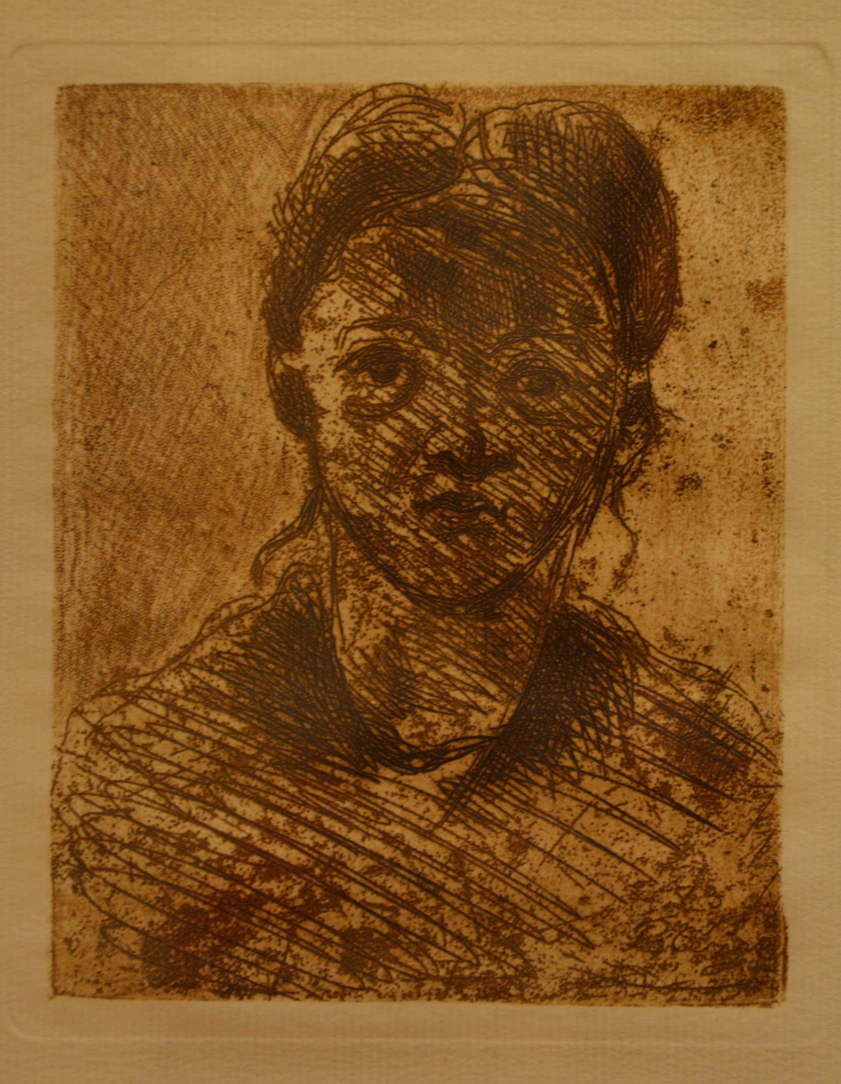 ritratto di giovane donna (stampa) di Cezanne Paul (attribuito) (XIX)