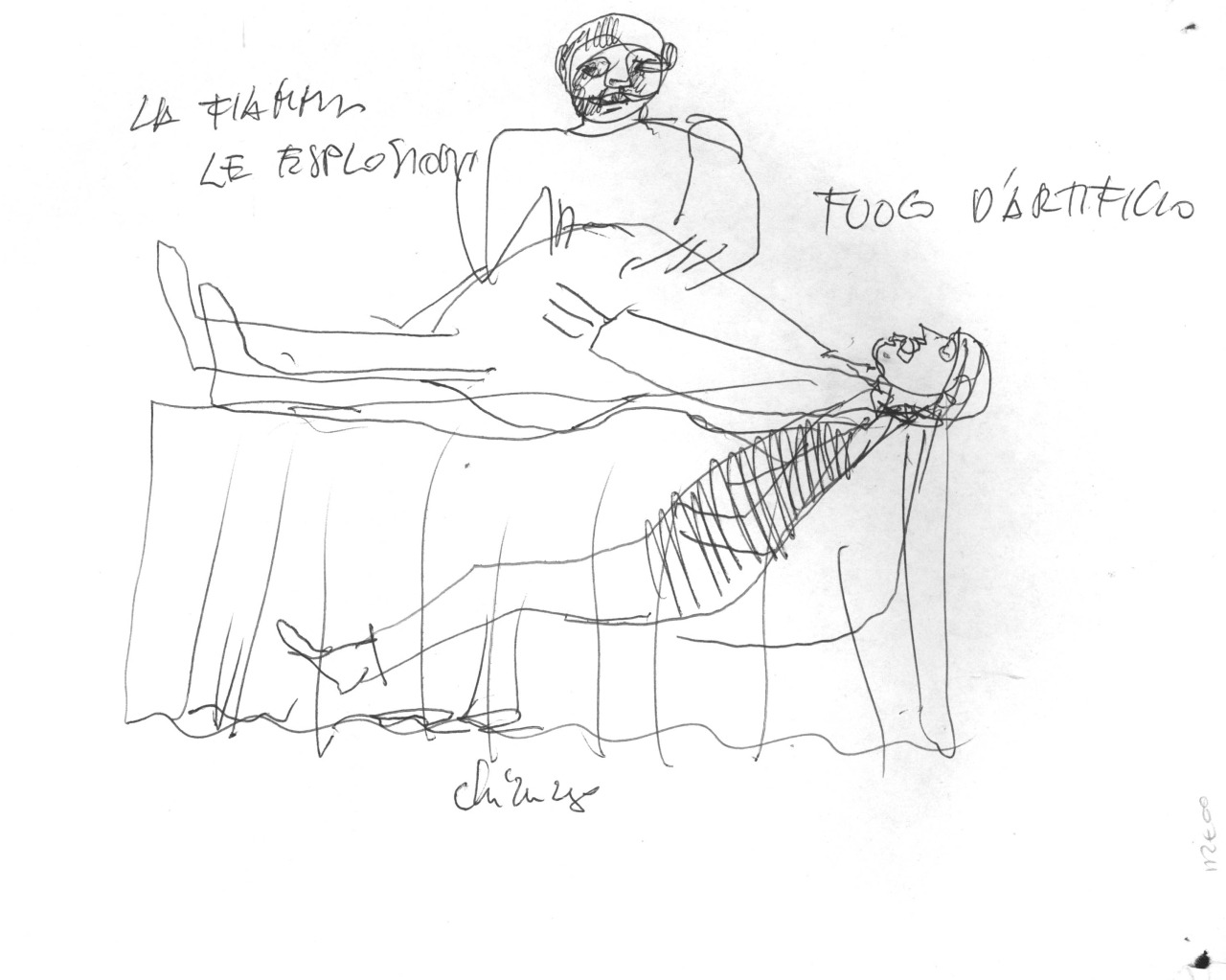 appunti con schizzi e note manoscritte (disegno) di Fo, Dario, Fo, Dario (XX)