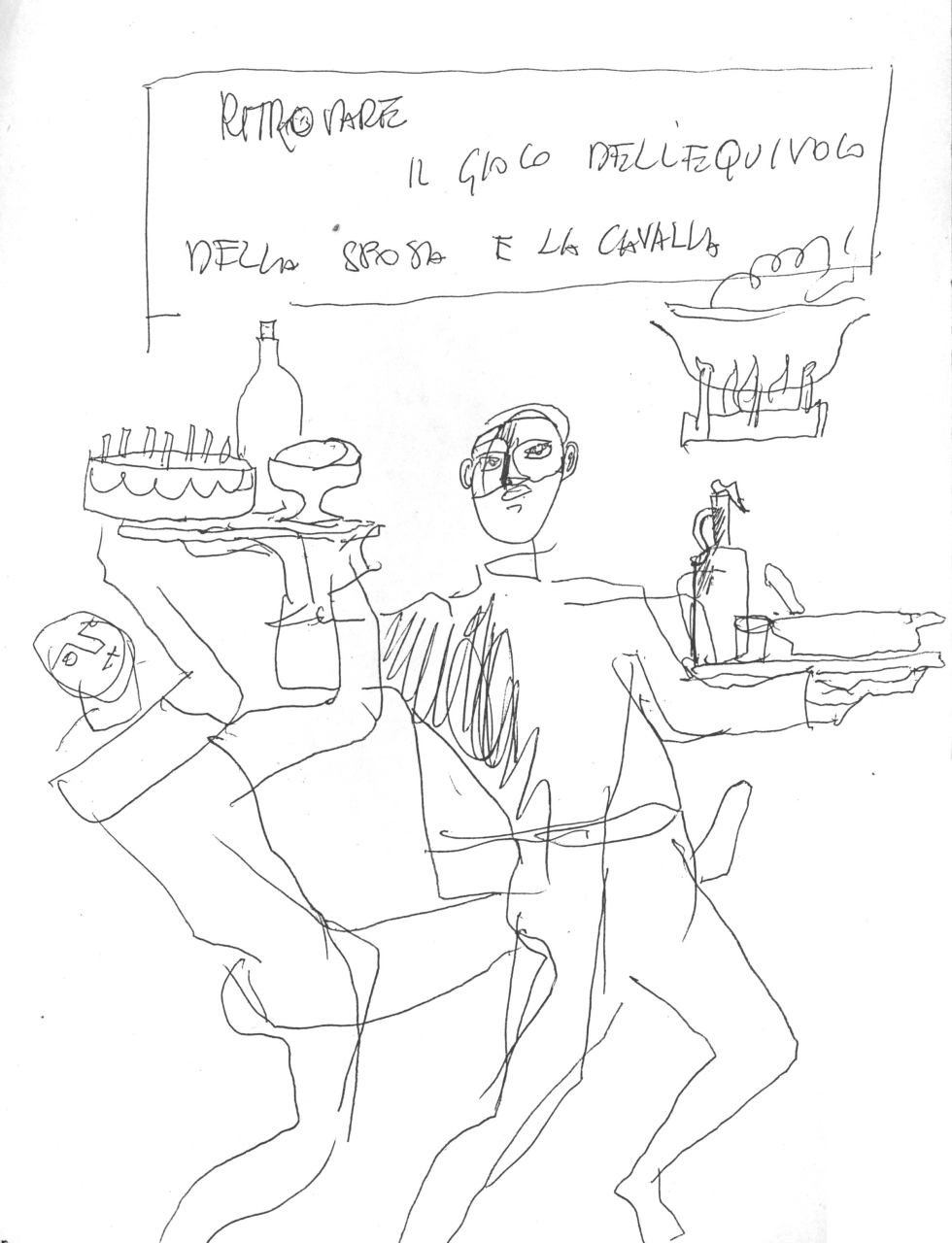 appunti con schizzi e note manoscritte (disegno) di Fo, Dario, Fo, Dario (XX)