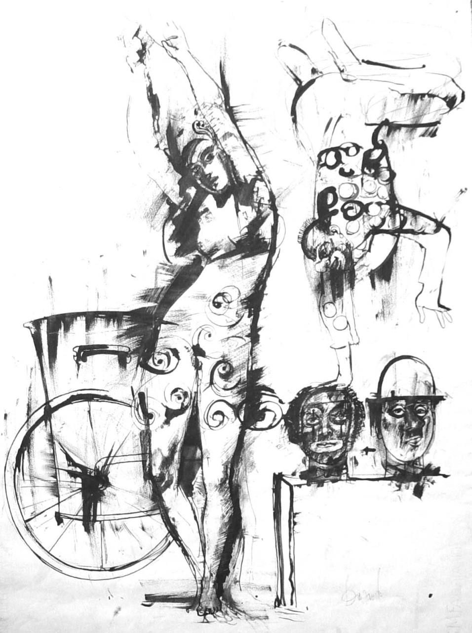 studio di figure per azione scenica circense (disegno) di Fo, Dario (XX)