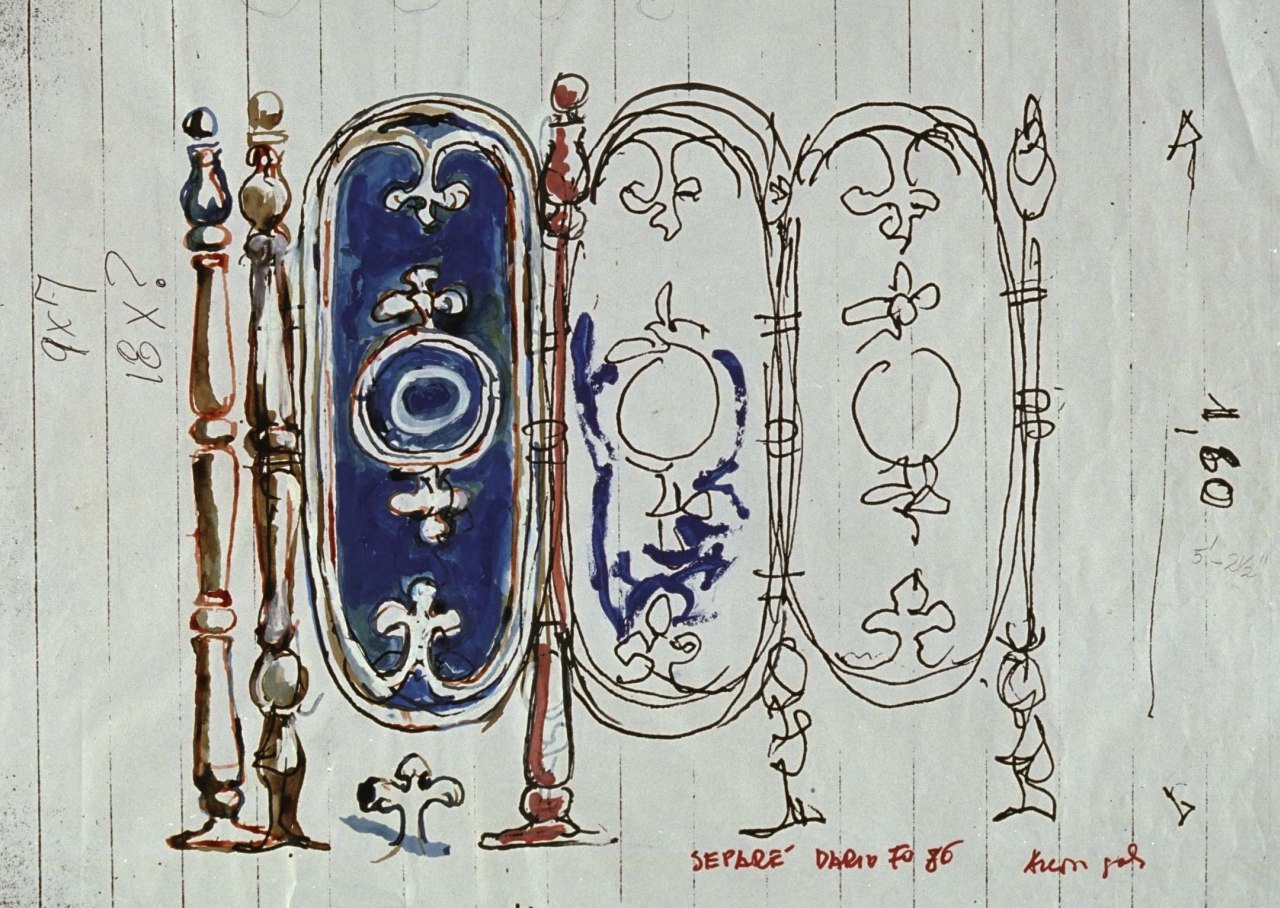 studio di un separé per scenografia teatrale (disegno) di Fo, Dario (XX)