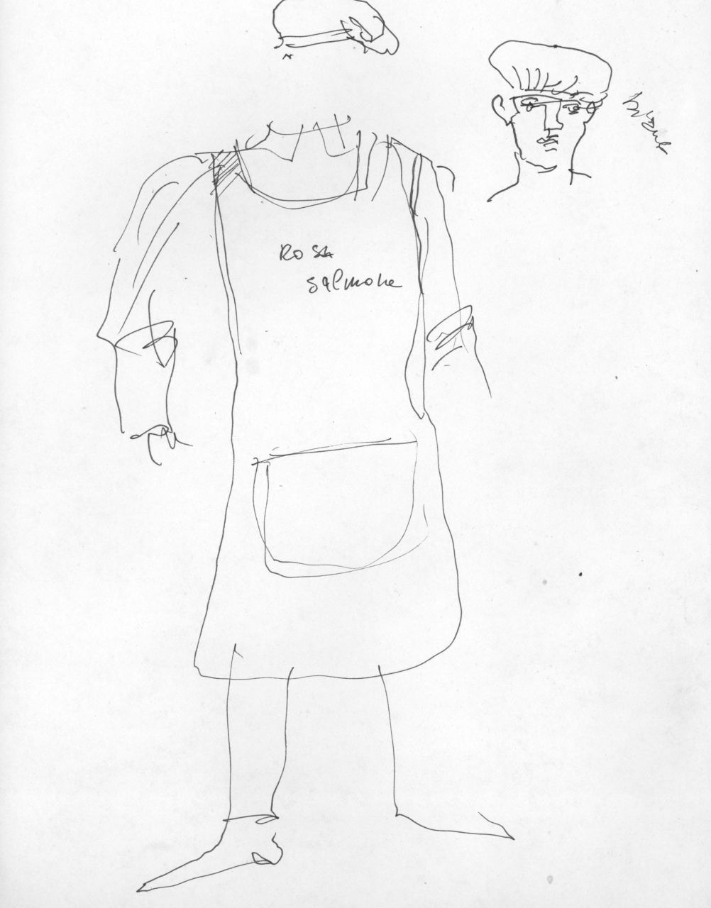 figurino per costume di scena, maschile (disegno) di Fo, Dario (XX)