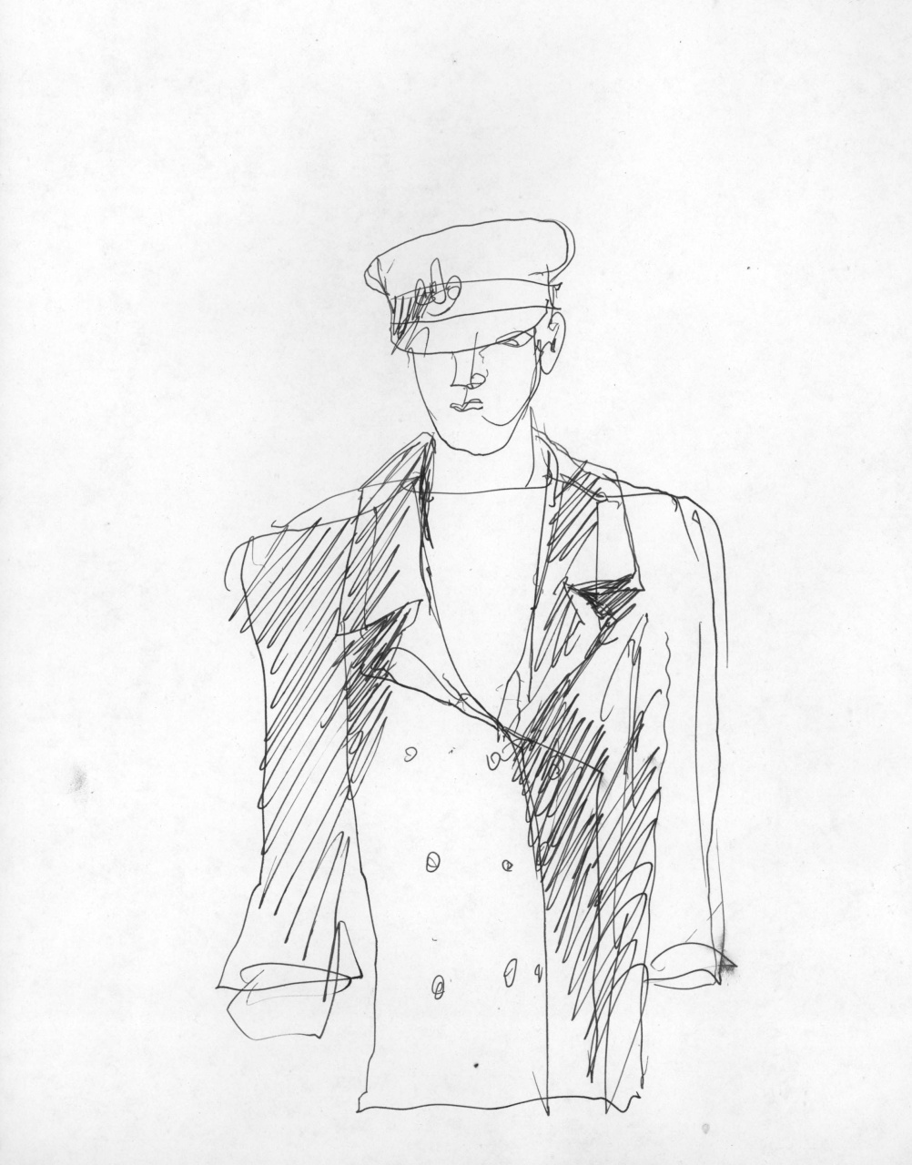 figurino per costume di scena, maschile (disegno) di Fo, Dario (XX)