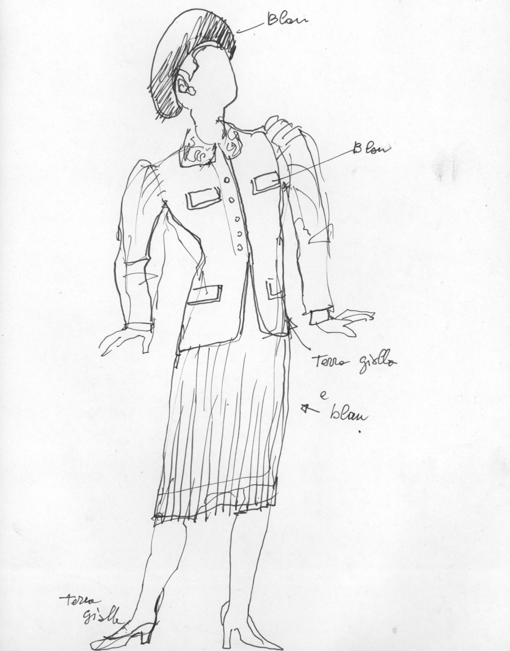 figurino per costume di scena, femminile (disegno) di Fo, Dario (XX)