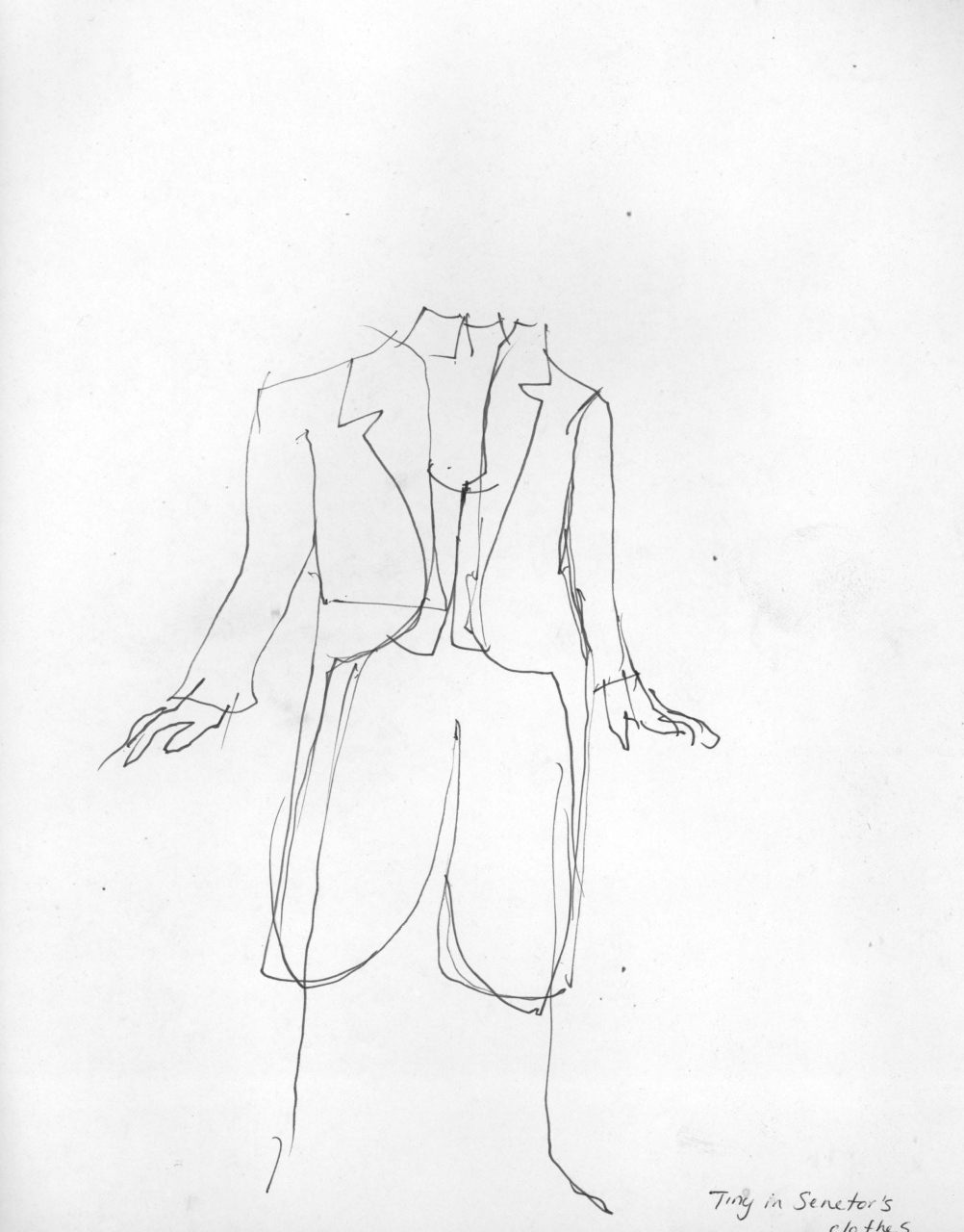 costume di scena maschile (disegno) di Fo, Dario (XX)