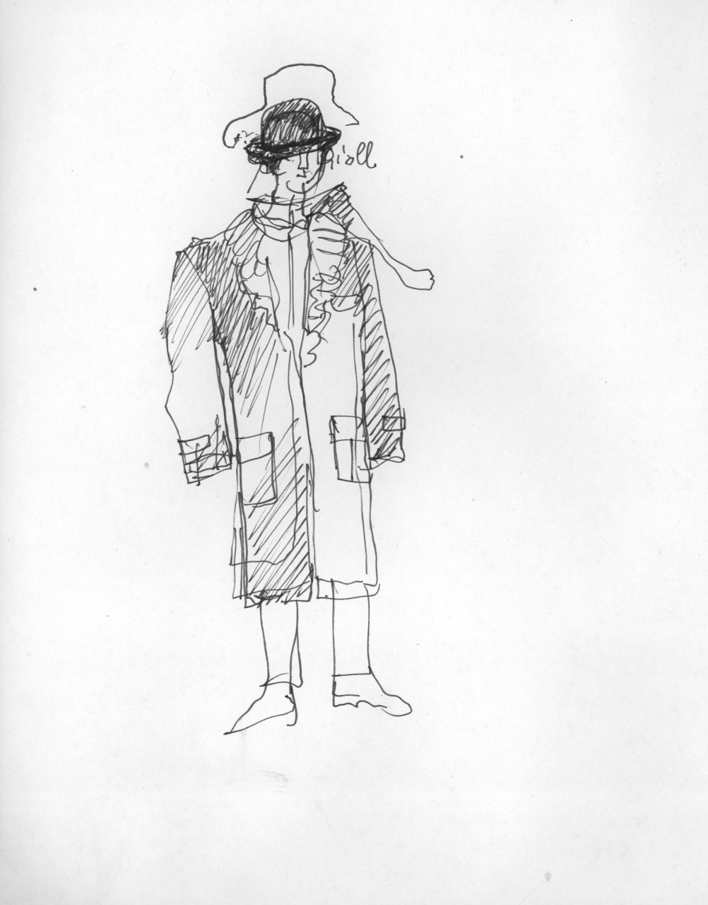 figurino per costume di scena, maschile (disegno) di Fo, Dario (XX)