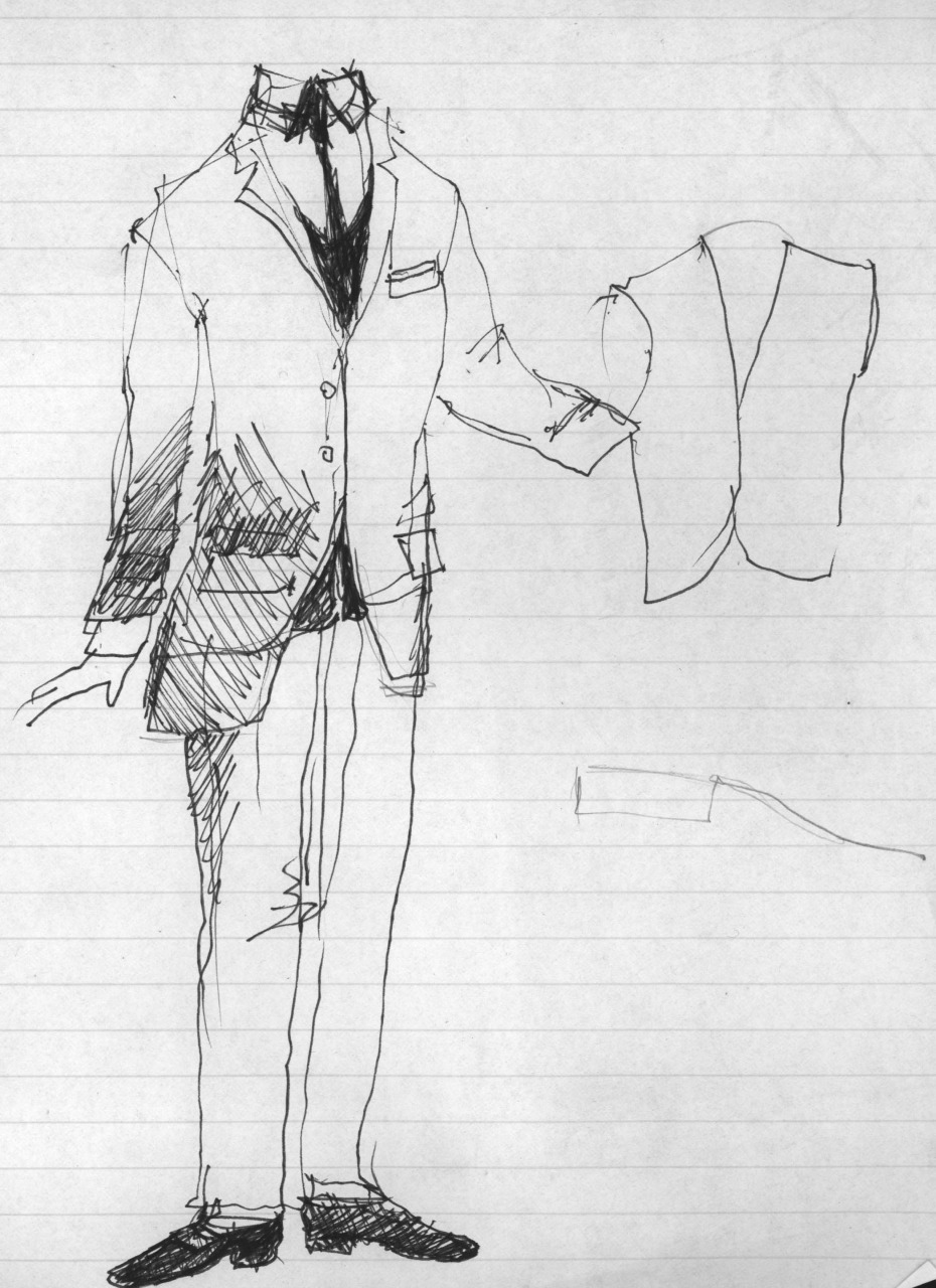 figurino per costume di scena, maschile (disegno) di Fo, Dario (XX)