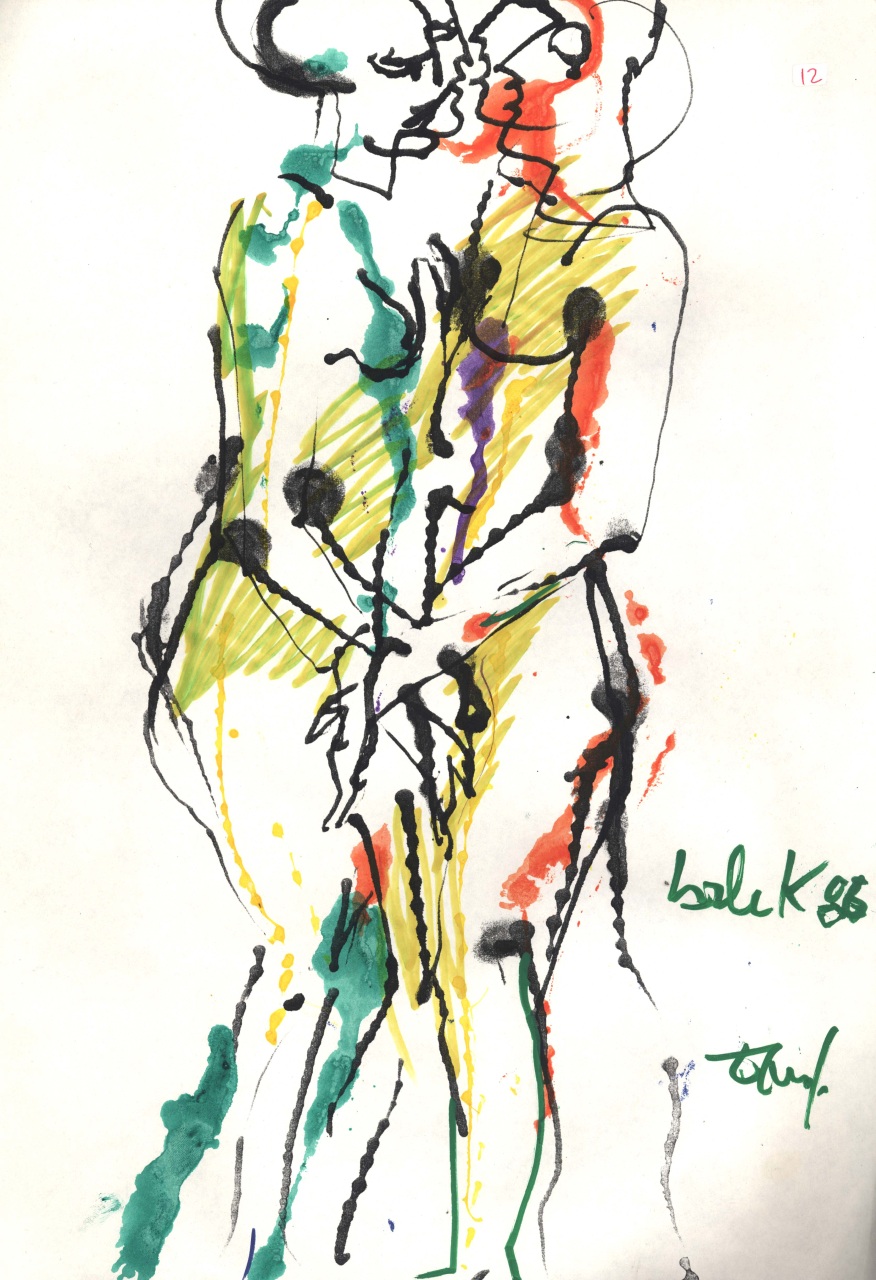 due figure umane abbracciate (disegno) di Fo, Dario (XX)