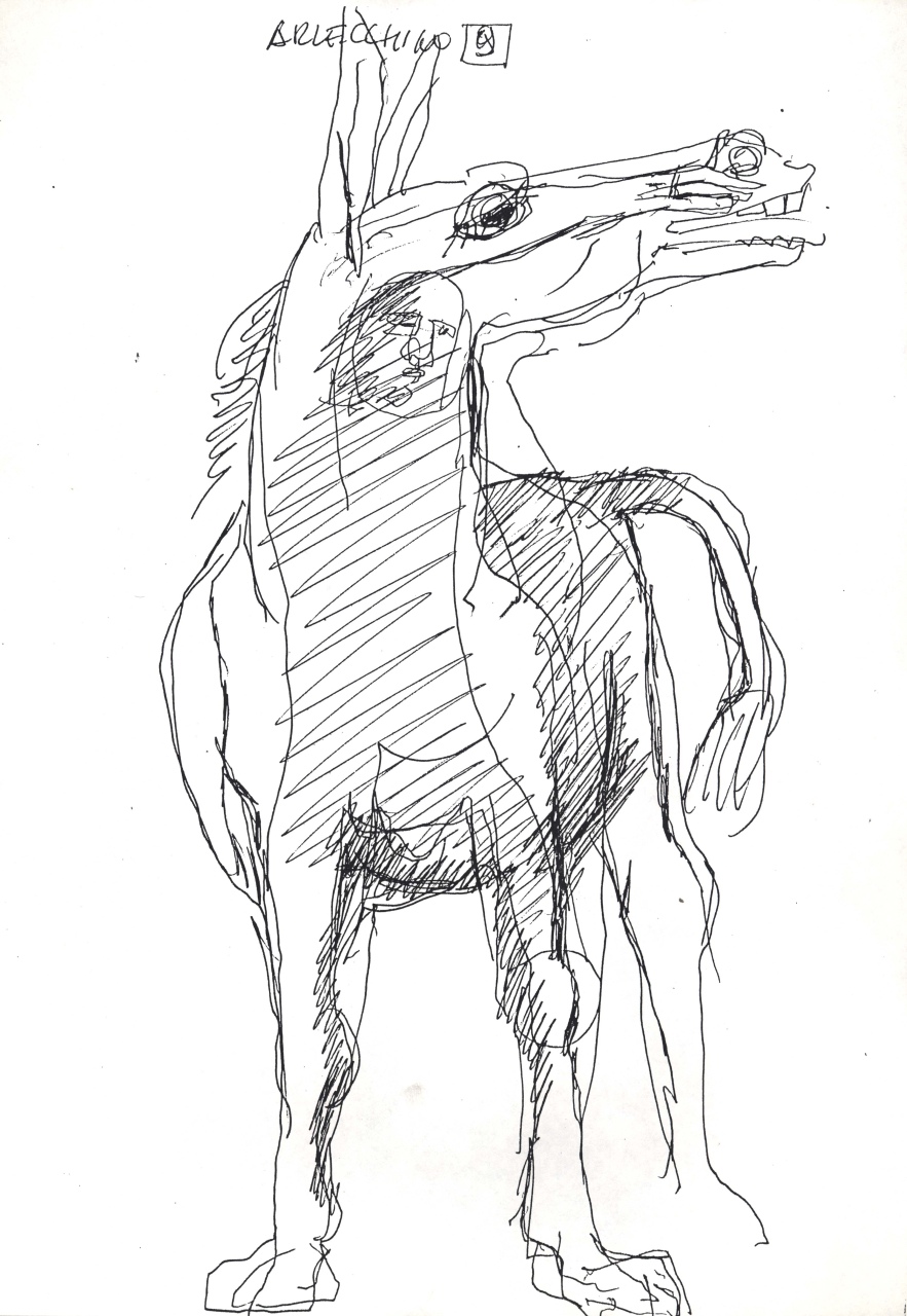 Arlecchino 9, appunti con schizzi e note manoscritte (disegno) di Fo, Dario (XX)