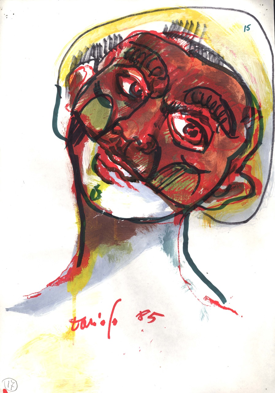 Il primo Arlecchino, ritratto, in primo piano, di Arlecchino (disegno) di Fo, Dario (XX)