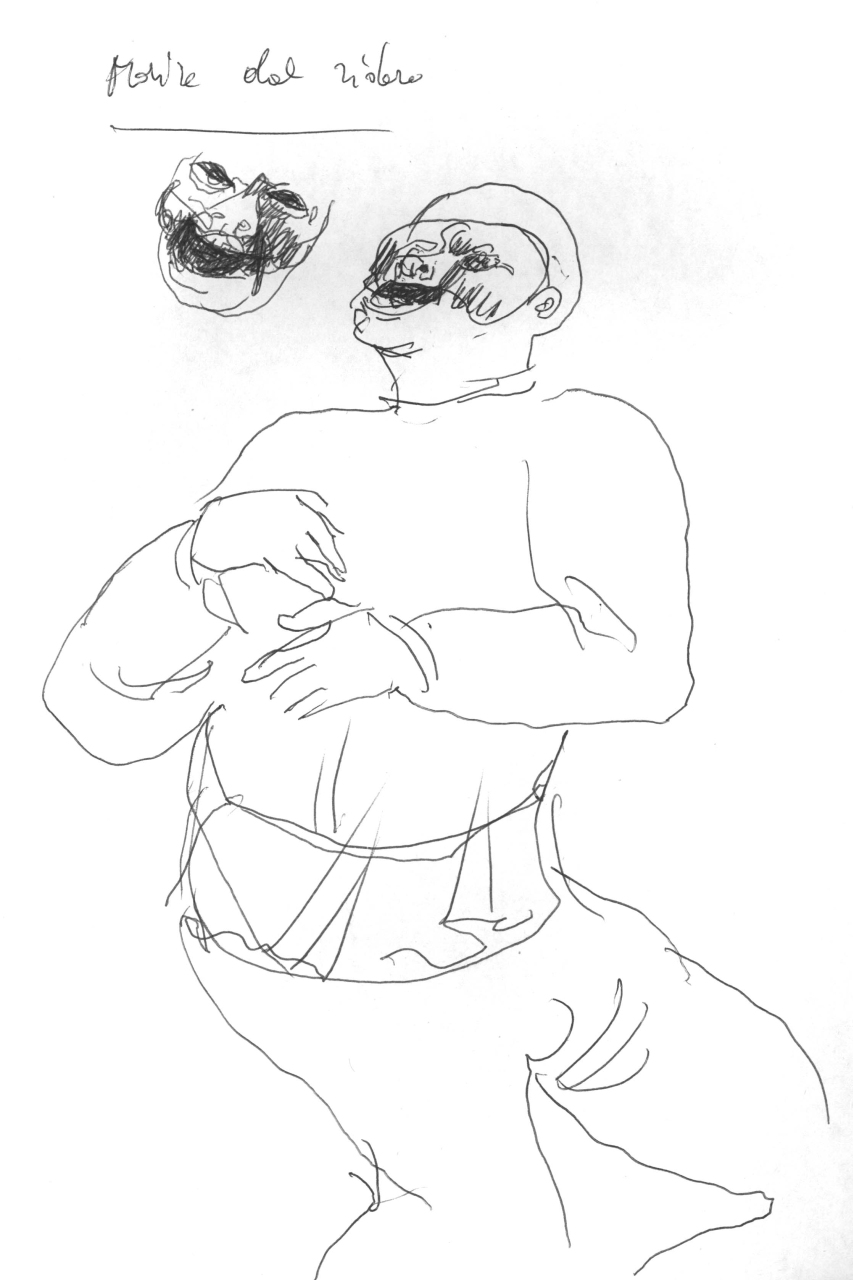 Morire dal ridere, appunti con schizzi e note manoscritte (disegno) di Fo, Dario, Fo, Dario (XX)