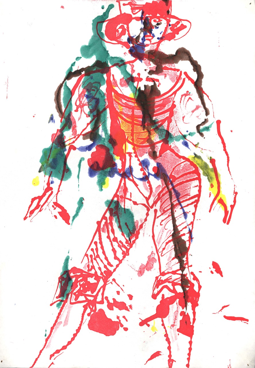 figurino per costume di scena, maschile (disegno) di Fo, Dario (XX)