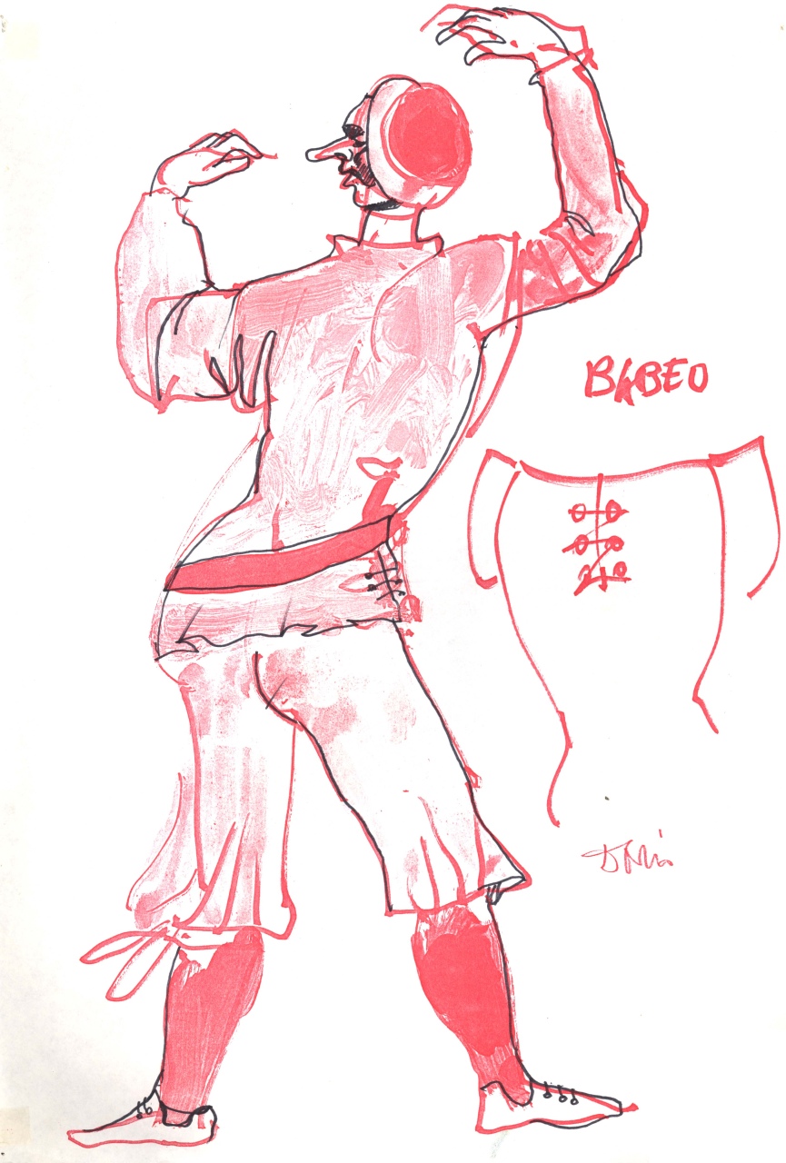Babeo, figura in costume di scena maschile (disegno) di Fo, Dario, Fo, Dario (XX)