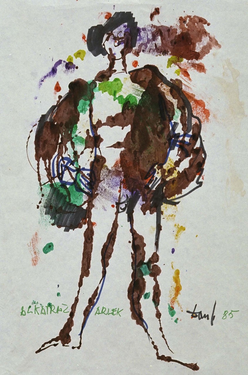 Arlek, figura maschile con mantello (disegno) di Fo, Dario (XX)