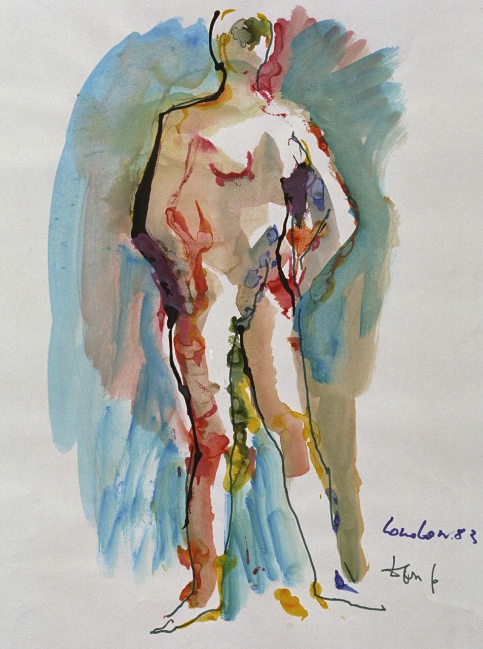 Arlecchino, figura maschile in piedi (disegno) di Fo, Dario (XX)